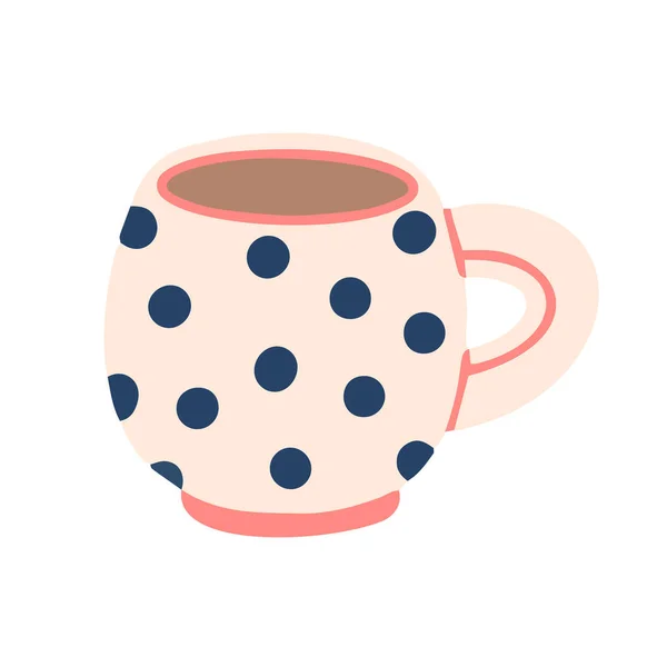 Polka dot mug isolated on a white background — Stock Vector