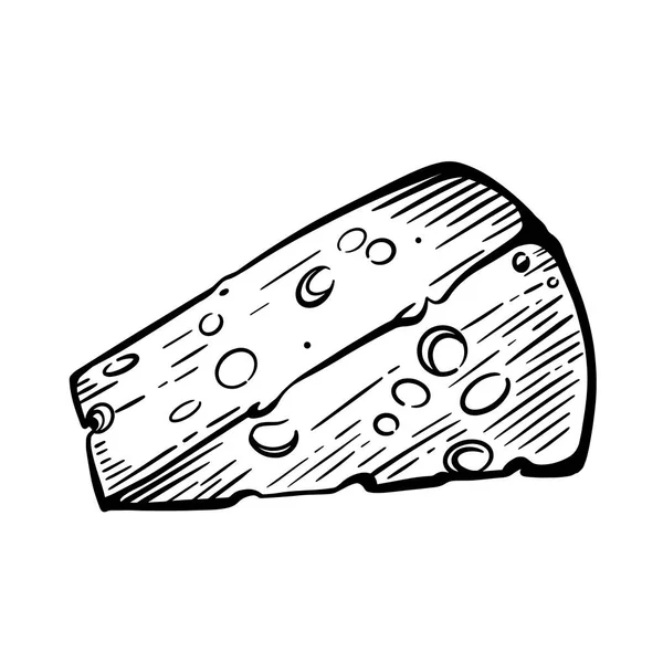 Egy darab sajt egy fehér háttér vázlatot — Stock Vector