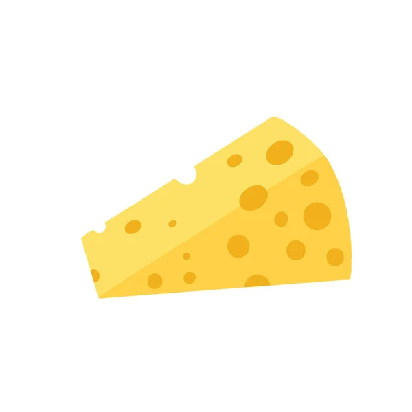 Un trozo de queso sobre un fondo blanco. Productos lácteos. Ilustración vectorial plana — Archivo Imágenes Vectoriales