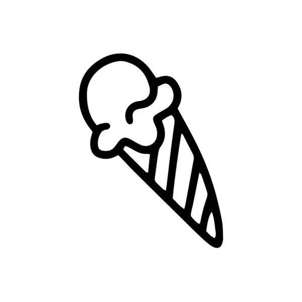 Um gelado num cone. Bolas de gelado numa chávena de waffle. Ilustração vetorial em estilo doodle — Vetor de Stock