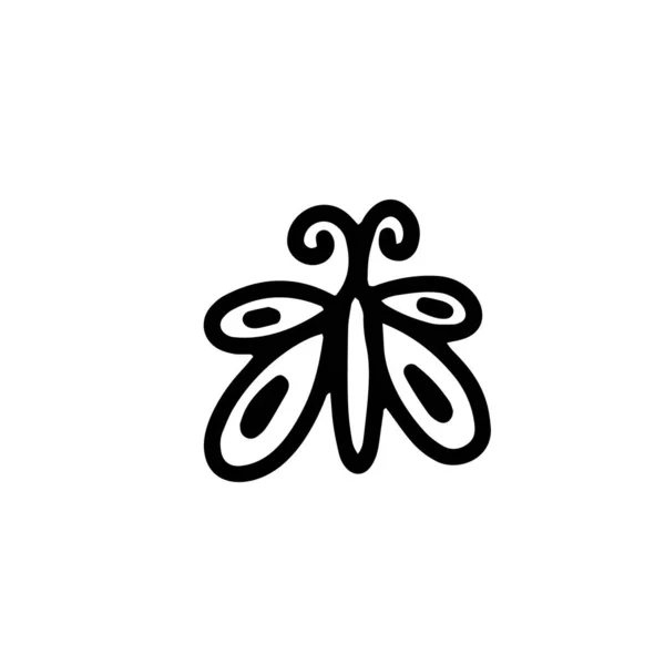 Carina farfalla isolata su sfondo bianco. Illustrazione vettoriale in stile doodle. Design per San Valentino, 8 marzo — Vettoriale Stock