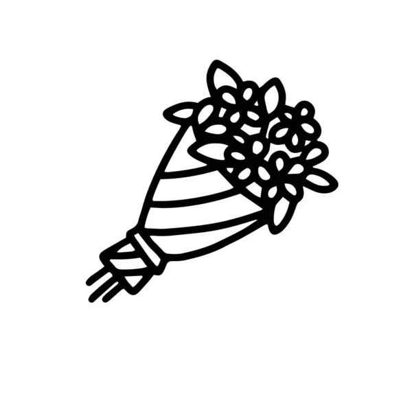 Buquê de flores isoladas em um fundo branco. Ilustração vetorial em estilo doodle. Design para Dia dos Namorados, Março 8, Aniversário — Vetor de Stock