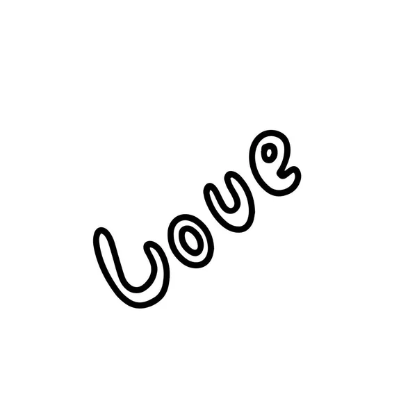 A inscrição Amor, escrito por mãos. ilustração vetorial no estilo doodle. design para dia dos namorados, casamento, cartões de saudação — Vetor de Stock