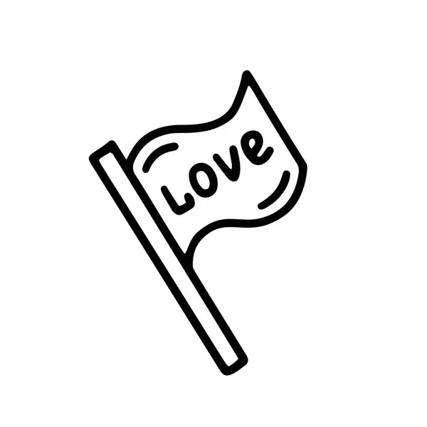 Üzerinde aşk yazan bir bayrak. Doodle tarzında vektör illüstrasyonu. Sevgililer Günü için tasarım, düğün, davetiye — Stok Vektör