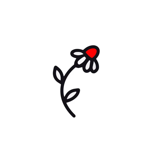 Flor de margarita aislada sobre fondo blanco ilustración vectorial en estilo garabato. Diseño para el Día de San Valentín, 8 de marzo, Cumpleaños — Archivo Imágenes Vectoriales