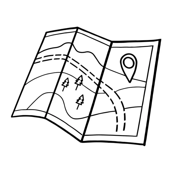 Hoja de ruta turística. Mapa de papel — Vector de stock