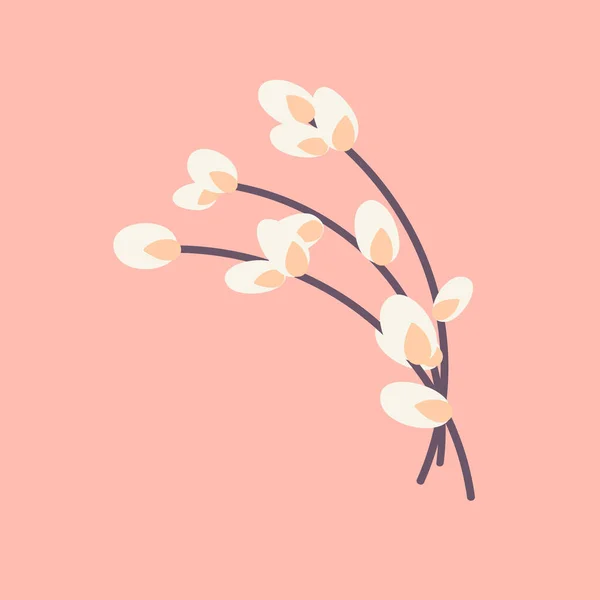 Willow twig Easter willow.Flat vector illustration 의 약자이다. 부활절을 위한 설계, 포장 — 스톡 벡터