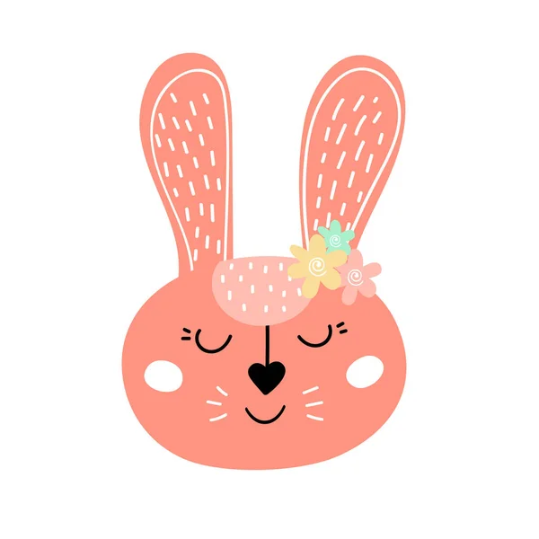 Lindo conejito de Pascua. Conejo de Pascua. Diseño para Pascua. pegatinas, postales. ilustración plana vector de dibujos animados — Vector de stock