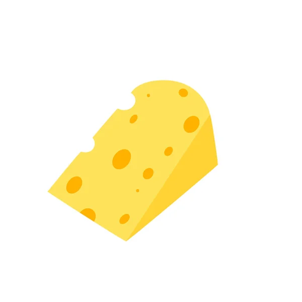 Un trozo de queso sobre un fondo blanco. Productos lácteos. Ilustración vectorial plana — Vector de stock