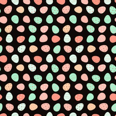 Süslü Paskalya yumurtaları kusursuz. Paskalya yumurtaları. Tekstil, ambalaj, ambalaj, tebrik kartları, kağıt, baskı için tasarım. Vektör illüstrasyonu