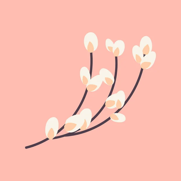 Willow twig Easter willow.Flat vector illustration Дизайн для Великодня, упаковка — стоковий вектор