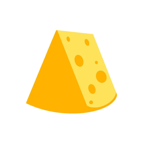 Un pezzo di formaggio su sfondo bianco. Prodotti lattiero-caseari. Illustrazione vettoriale piatto — Vettoriale Stock