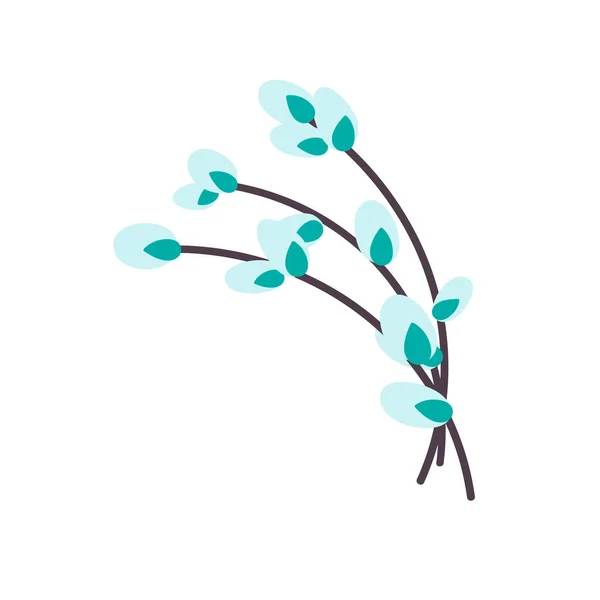 Вілова гілочка ізольована на білому тлі. Easter willow.Flat vector illustration Дизайн для Великодня, упаковка — стоковий вектор