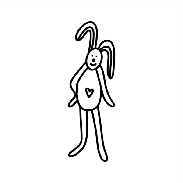 Le lapin de Pâques. Illustration vectorielle dessinée à la main dans le style doodle — Image vectorielle