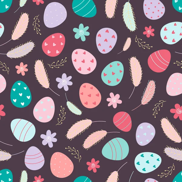Díszített húsvéti tojás zökkenőmentes minta — Stock Vector