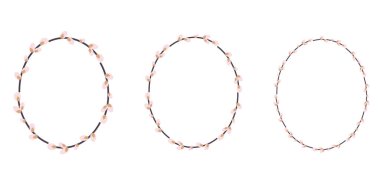 Paskalya söğüdü çelenkleri. Söğüt ağacının oval çelengi. Beyaz arkaplanda izole edilmiş vektör düz illüstrasyon. Davetiyeler, kartpostallar ve yazdırma için tasarım.