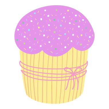  Beyaz arka planda izole edilmiş Paskalya pastası. Paskalya keki. Vektör düz resimleme. 