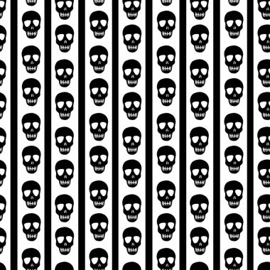 Siyah ve beyaz arka planda kafatası deseni