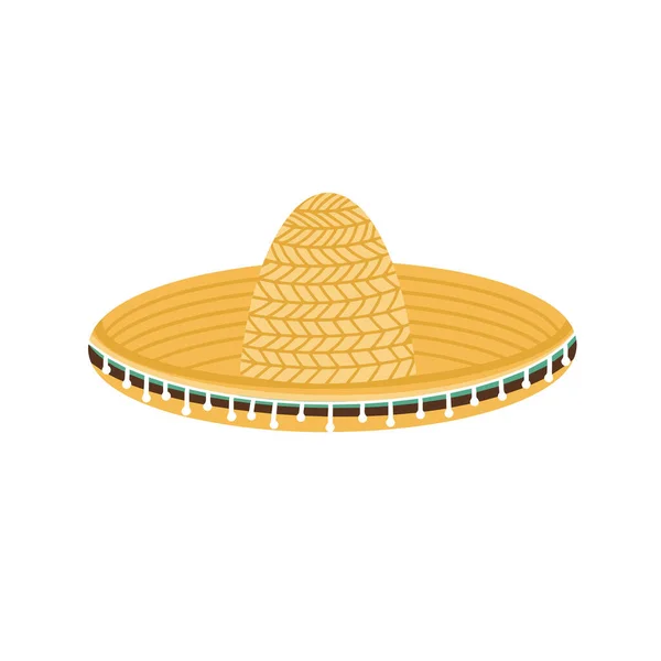 Sombrero sombrero vector ilustración plana. Tocado tradicional mexicano — Vector de stock