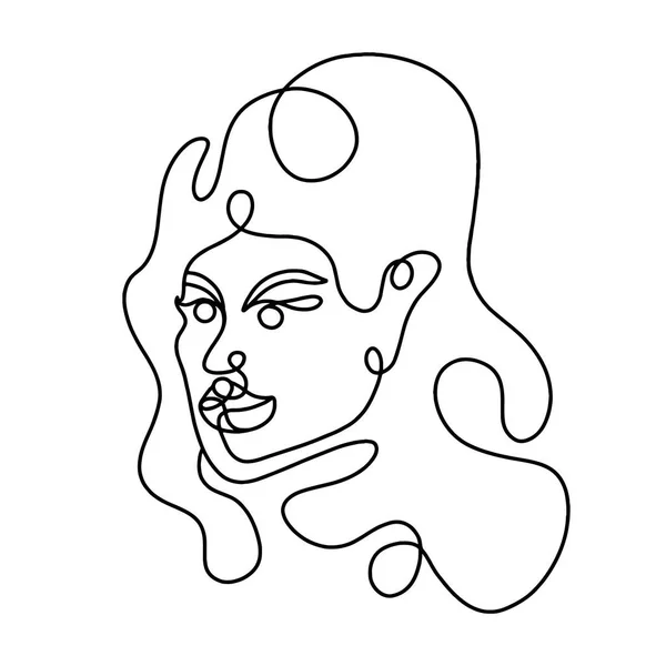 Retrato abstracto de una mujer en un estilo lineal moderno. Línea continua Art. Moda Impresión mínima. ilustración vectorial — Vector de stock