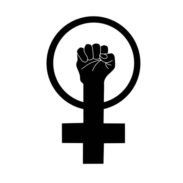 Símbolo del feminismo. Puño levantado. Poder femenino. Logo para el movimiento feminista. Ilustración vectorial — Archivo Imágenes Vectoriales