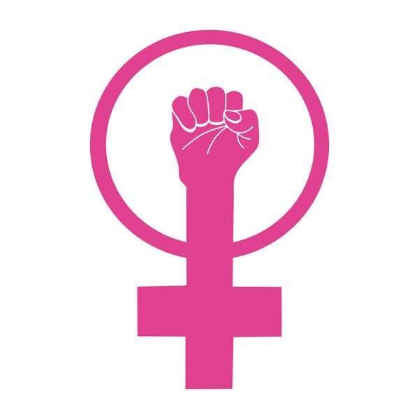 Symbol Of Feminism. fist raised up. Girl power. Logo for the feminist movement. Vector illustration