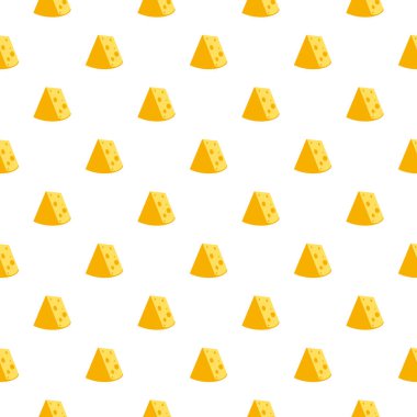 Peynir izi yok. Beyaz arka planda izole edilmiş sarı peynir parçaları. Çeşitli şekillerde peynir parçaları. Vektör düz resimleme