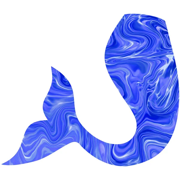 Sirena azul Cola ilustración dibujada a mano. —  Fotos de Stock