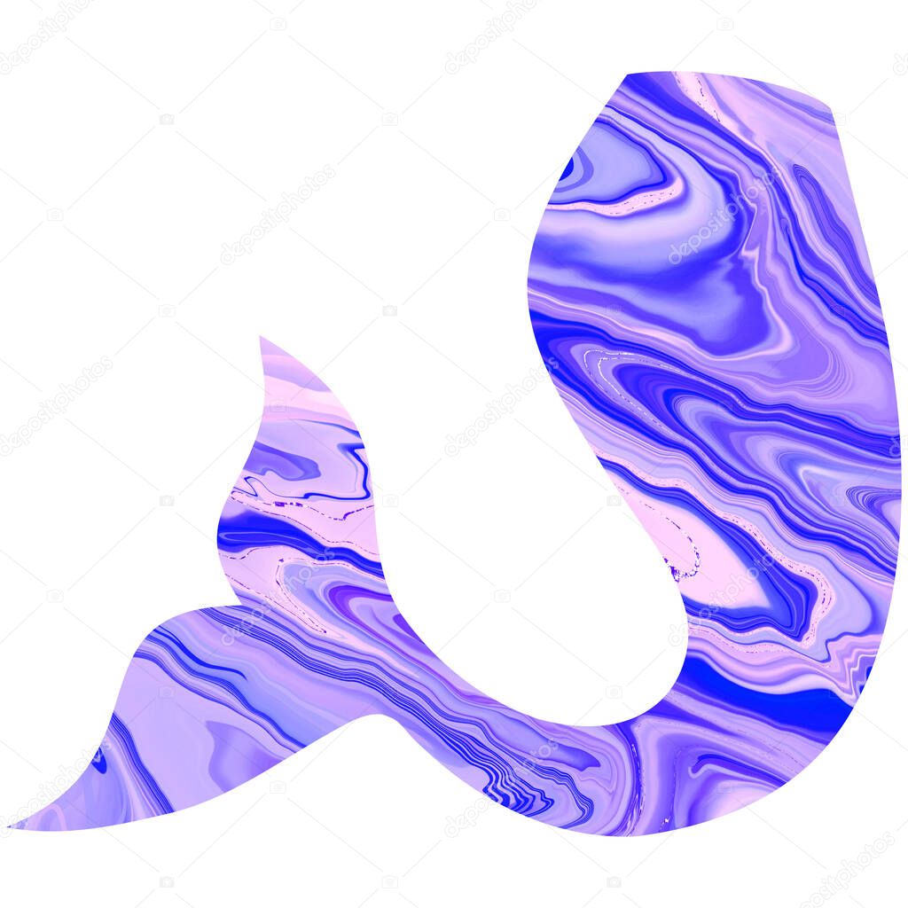 Purple mermaid tail. Hand-drawn illustration