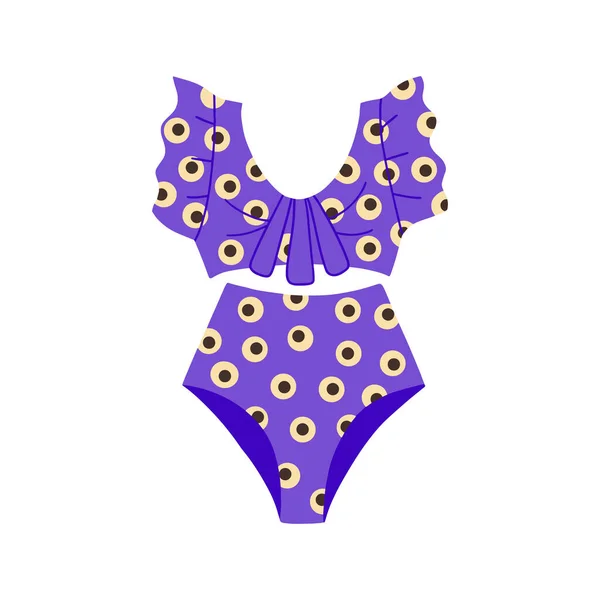 Costume da bagno femminile a due pezzi con stampa a pois — Vettoriale Stock