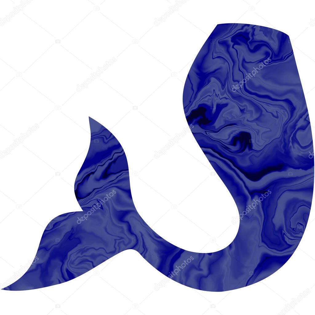 Blue mermaid Tail hand-drawn illustration. 