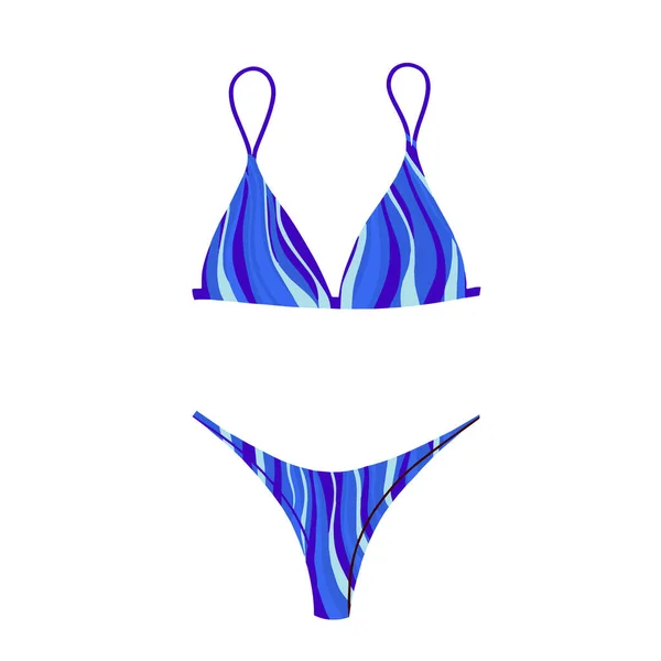 Baddräkt i två delar med abstrakt tryck. Modern stilren bikini baddräkt. Vektorillustration — Stock vektor