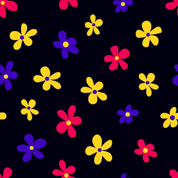 Sömlöst mönster med färgglada blommor — Stock vektor