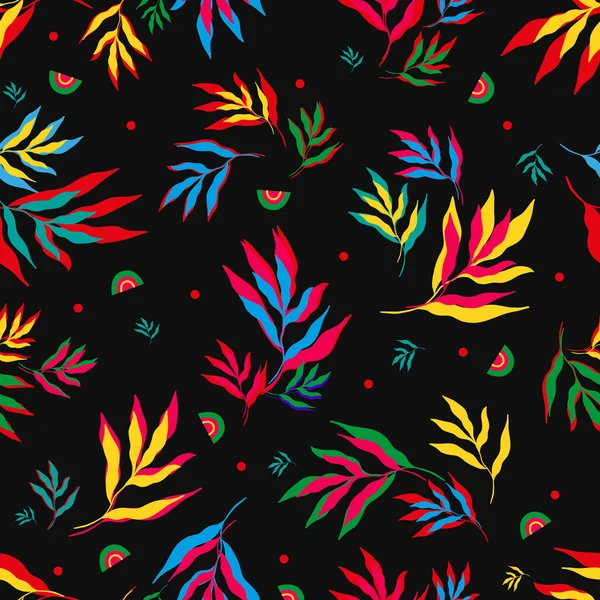 Modèle sans couture de feuilles tropicales colorées — Image vectorielle