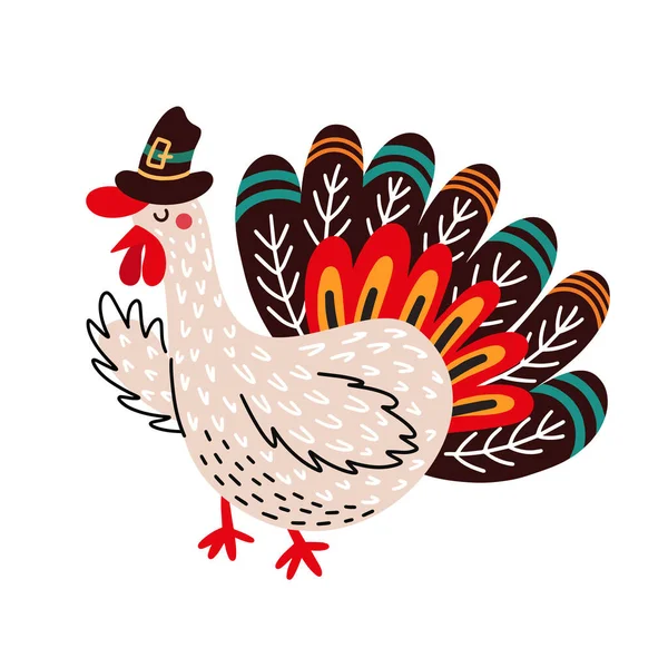 Conception vectorielle de dinde de Thanksgiving dessin animé — Image vectorielle