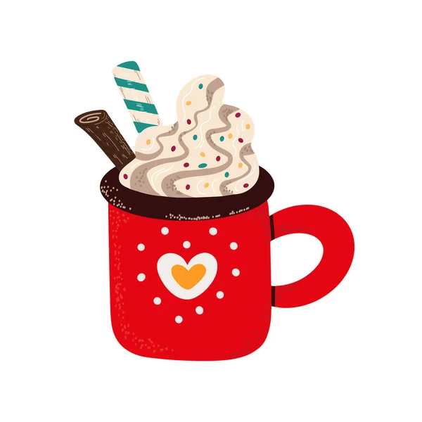 Cup of Christmas sweet hot drink vector design — Stock Vector