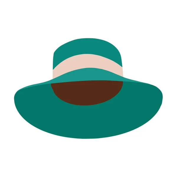 一顶毛毡帽帽帽一种有宽帽檐的毛毡帽妇女的头饰。用平面卡通风格的矢量图解. — 图库矢量图片