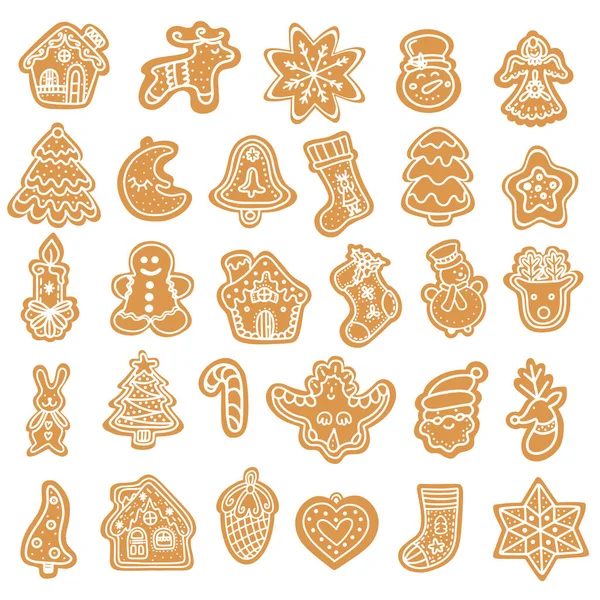 Ensemble de biscuits de Noël traditionnels design vectoriel — Image vectorielle