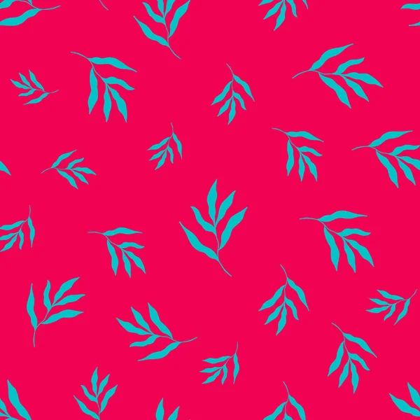 Seamless pattern of blue tropical leaves — стоковый вектор