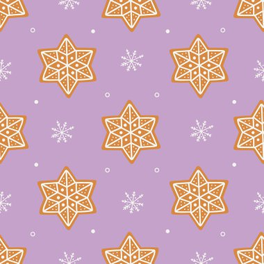 Zencefilli kurabiye ve beyaz kar taneleri.