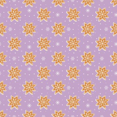 Zencefilli kurabiye ve beyaz kar taneleri.