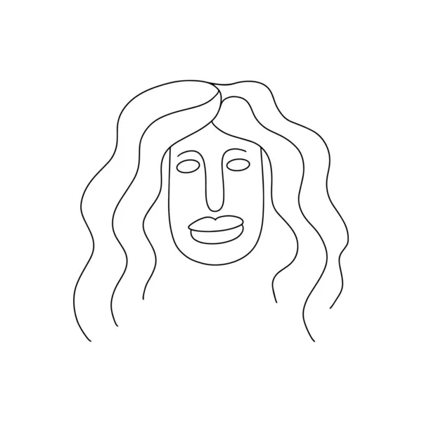 Retrato de una mujer en un estilo lineal moderno. — Vector de stock