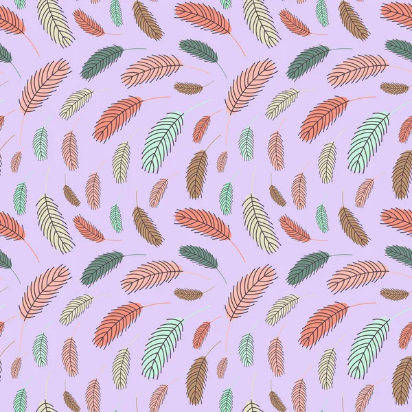 Feathers seamless pattern.Vector 평면 삽화 — 스톡 벡터