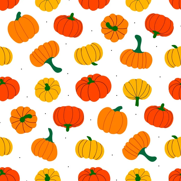 Seamless pattern with orange colored autumnal pumpkins — Stock Vector