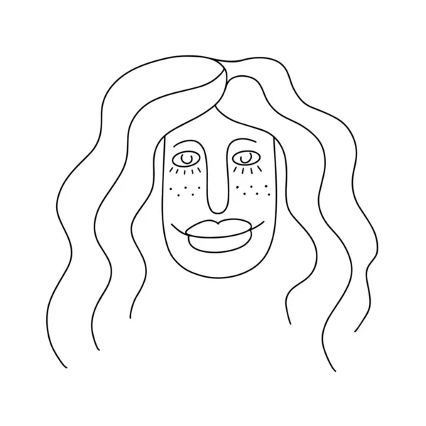 Portrait d'une femme dans un style linéaire moderne. — Image vectorielle