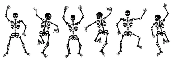 Set of dancing black skeletons. vector illustration — Stock Vector