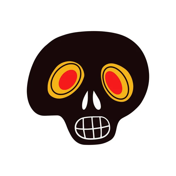 Crâne noir drôle sur un fond de sifflet — Image vectorielle