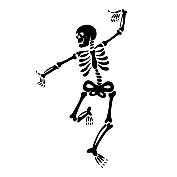 Μαύρος σκελετός που χορεύει. εικονογράφηση διανύσματος — Διανυσματικό Αρχείο
