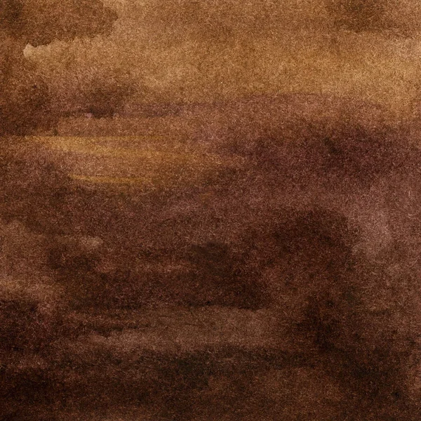 Watercolor gradient coffee-brown background with brush strokes, dots, spots — Stock Photo, Image