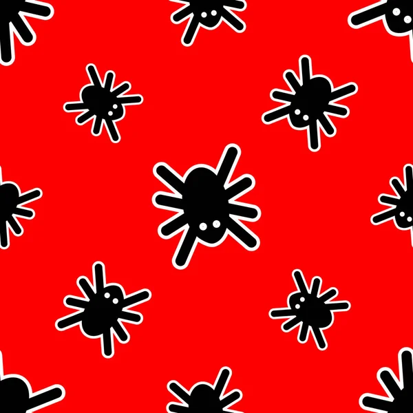 Padrão de aranhas pretas em um fundo vermelho —  Vetores de Stock